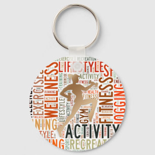 Fitness words keychain