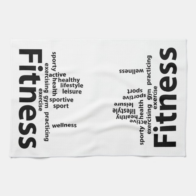 Fitness words kitchen towel (Horizontal)