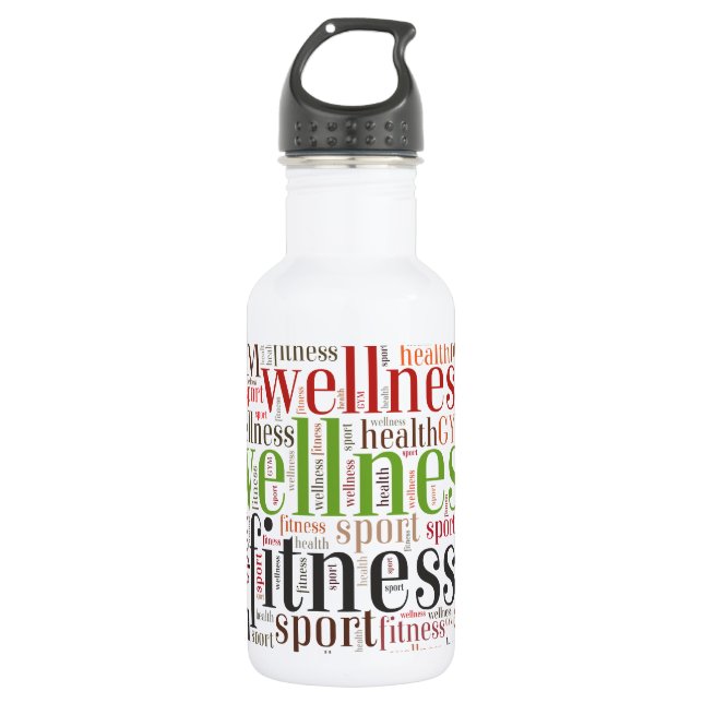 Fitness words stainless steel water bottle (Front)
