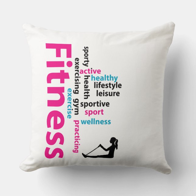 Fitness words throw pillow (Front)