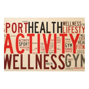 Fitness words wood wall art