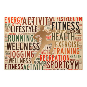 Fitness words wood wall art