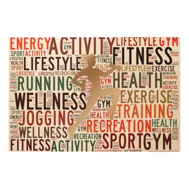 Fitness words wood wall art (Front)