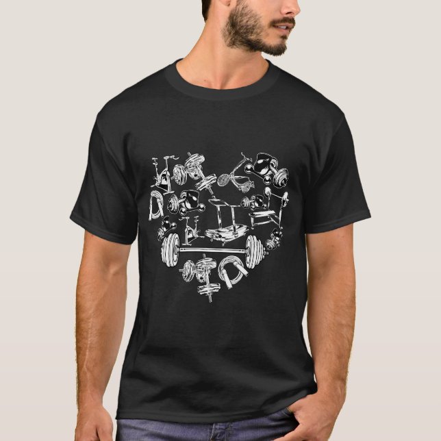 Fitness Working Gym Out Heart Valentine Day Gymer T-Shirt (Front)