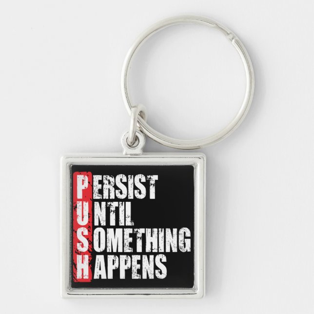 Fitness Workout Gym Motivation - Push Keychain (Front)