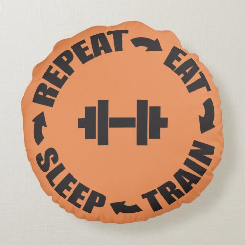 Fitness Workout Gym Motivation Round Pillow