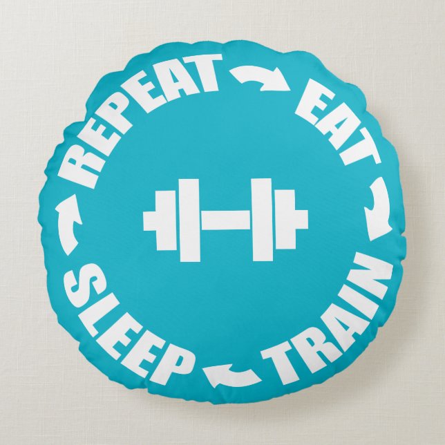 Fitness Workout Gym Motivation Round Pillow (Front)