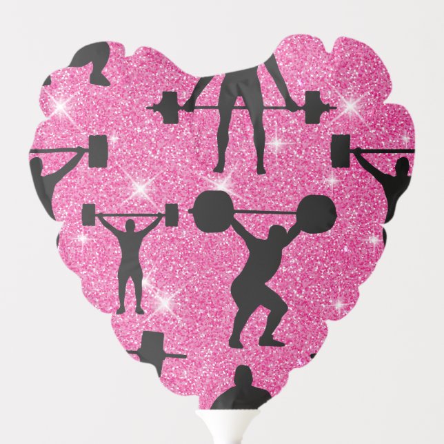 Fitness Workout Gym Sport Pink Glitter Balloon (Front)