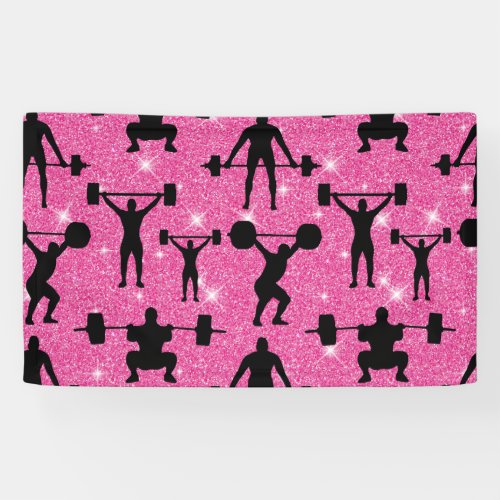 Fitness Workout Gym Sport Pink Glitter Banner