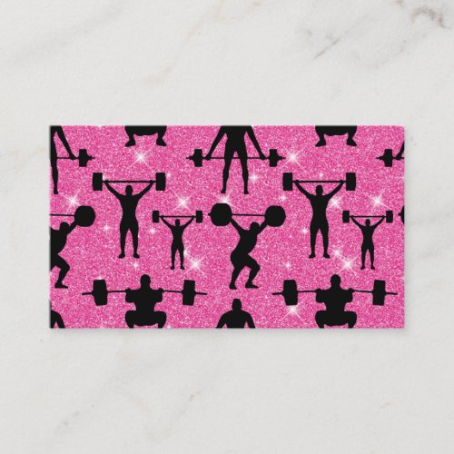 Fitness Workout Gym Sport Pink Glitter Business Card