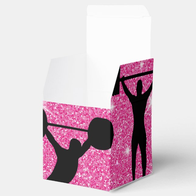 Fitness Workout Gym Sport Pink Glitter Favor Boxes (Opened)