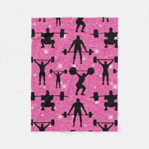 Fitness Workout Gym Sport Pink Glitter Fleece Blanket