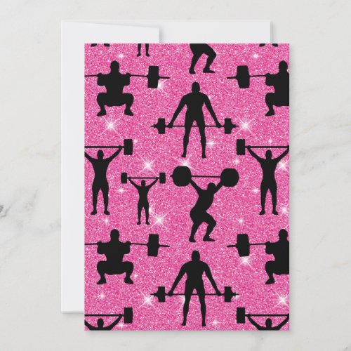 Fitness Workout Gym Sport Pink Glitter Invitation