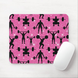 Fitness Workout Gym Sport Pink Glitter Mouse Pad