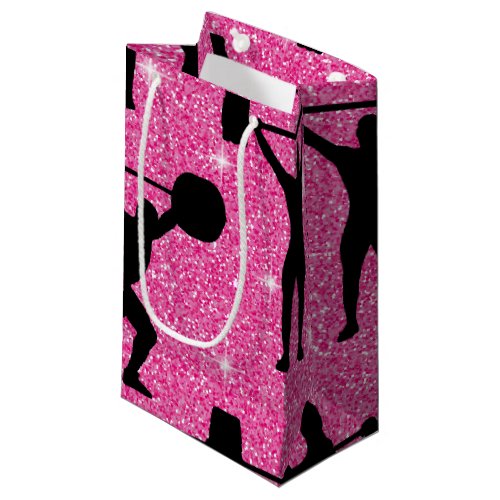 Fitness Workout Gym Sport Pink Glitter Small Gift Bag