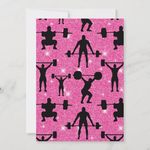 Fitness Workout Gym Sport Pink Glitter Thank You Card