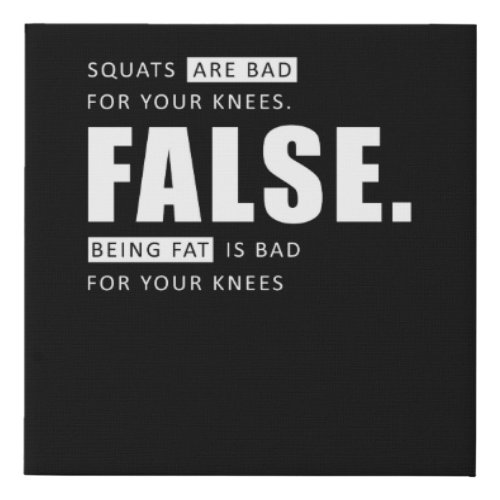 Fitness Workout Squats Leg Day Motivation Faux Canvas Print