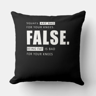 Fitness Workout Squats Leg Day Motivation Throw Pillow