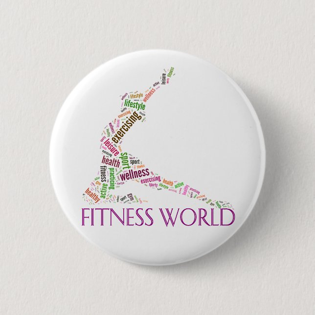 Fitness world pinback button (Front)