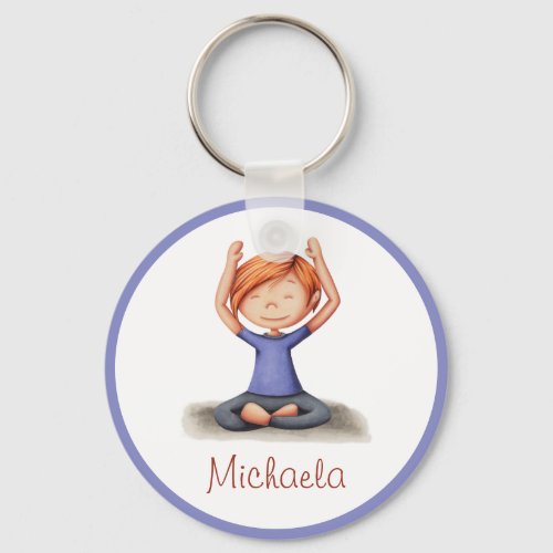 Fitness Yoga Teacher Meditating Girl Keychain