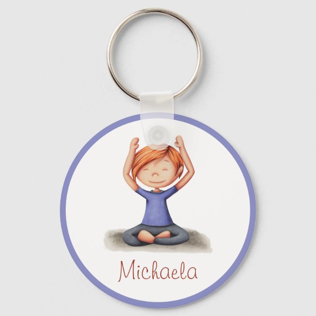 Fitness Yoga Teacher Meditating Girl Keychain (Front)