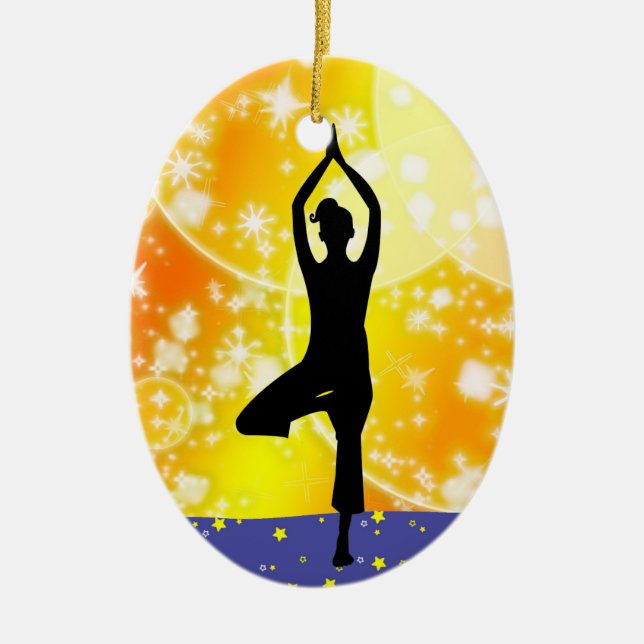 Fitness! Yoga - Tree - SRF Ceramic Ornament (Front)