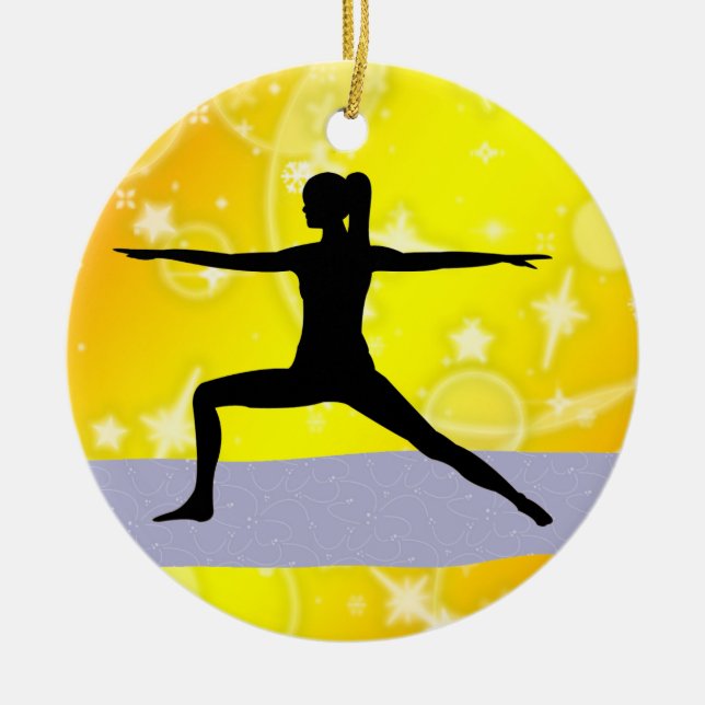 Fitness! Yoga - Warrior - SRF Ceramic Ornament (Front)