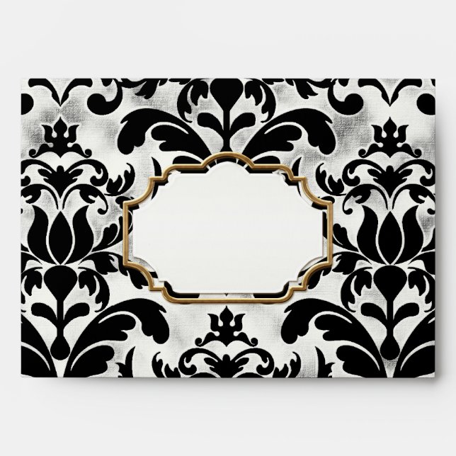 Fits 5x7 Aged Distressed Damask Golden Bling Look Envelope (Front)