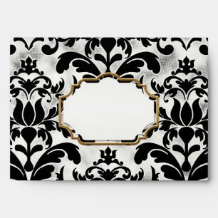 Fits 5x7 Aged Distressed Damask Golden Bling Look Envelope