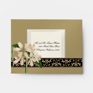 Fits A2 Baroque Vintage Lily Gold Invite Envelope