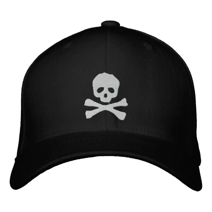 SKULL CROSSBONES pirate custom embroidered knitted beanie hat