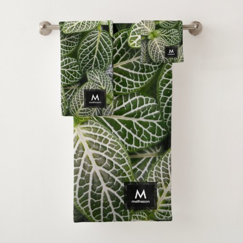 Fittonia Mosaic Plant with Variegated Leaves Bath Towel Set