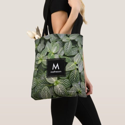 Fittonia Mosaic Plant with Variegated Leaves Tote Bag