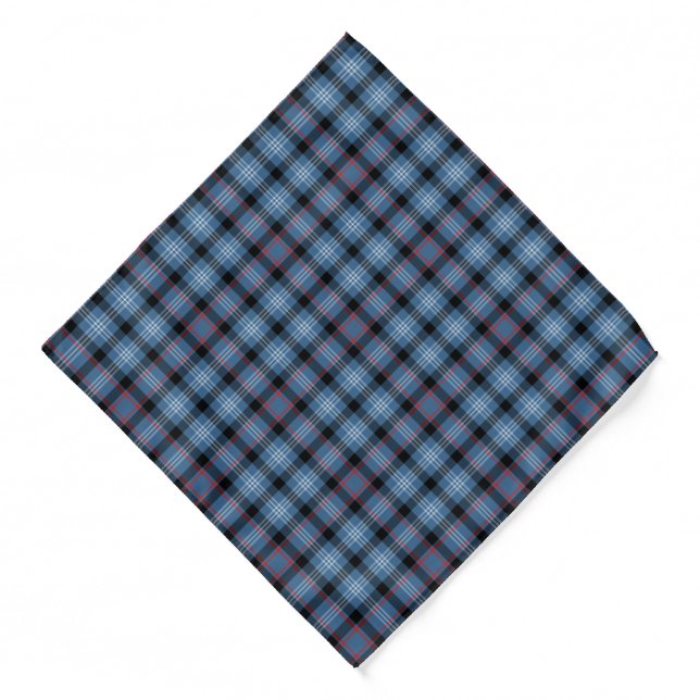 Fitzgerald Clan Tartan Blue Plaid Pattern Bandana (Front)