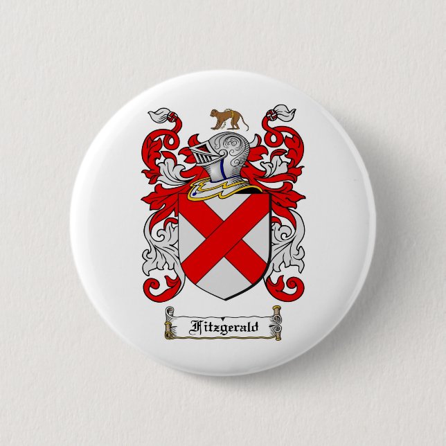 FITZGERALD FAMILY CREST -  FITZGERALD COAT OF ARMS BUTTON (Front)