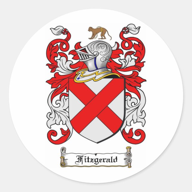 FITZGERALD FAMILY CREST -  FITZGERALD COAT OF ARMS CLASSIC ROUND STICKER (Front)