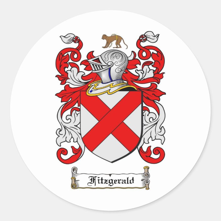 FITZGERALD FAMILY CREST - FITZGERALD COAT OF ARMS CLASSIC ROUND STICKER ...