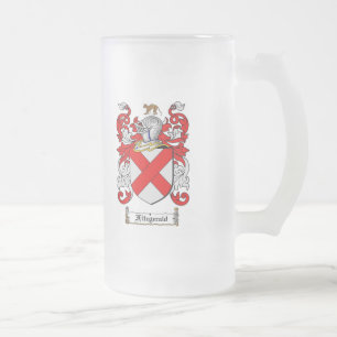 FITZGERALD FAMILY CREST -  FITZGERALD COAT OF ARMS FROSTED GLASS BEER MUG