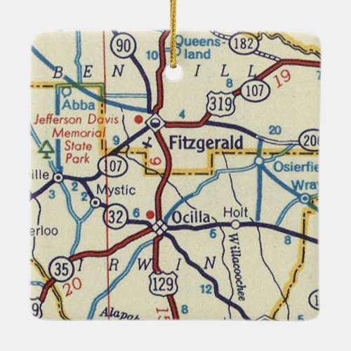 Fitzgerald Georgia Vintage Map Ceramic Ornament