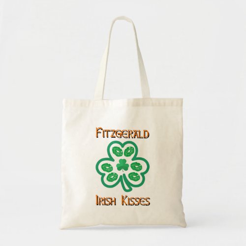 Fitzgerald Irish Kisses Clover Shamrocks Lips Tote Bag