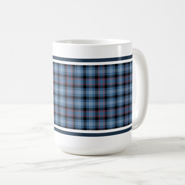 Fitzgerald Tartan Pattern Blue Irish Plaid Coffee Mug (Front Right)