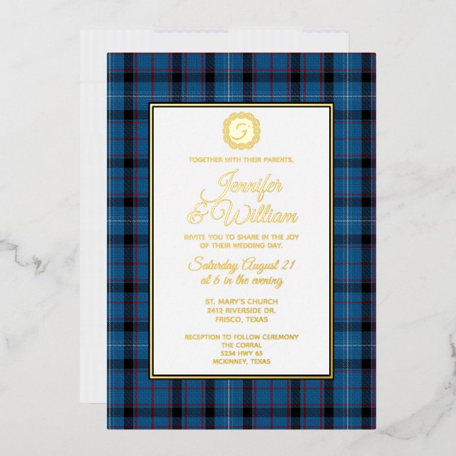 Fitzgerald Tartan Plaid Wedding Foil Foil Invitation (Envelope)