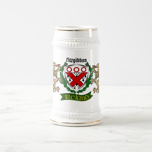 Fitzgibbon Irish Shield Personalized Beer Stein (Center)