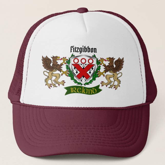 Fitzgibbon Irish Shield Personalized  Trucker Hat (Front)