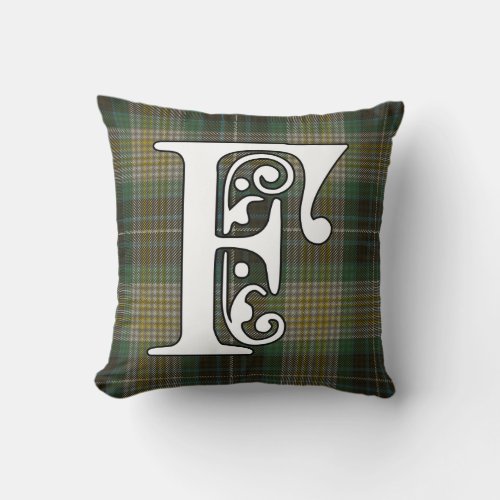 Fitzpatrick Clan Tartan Monogram Throw Pillow