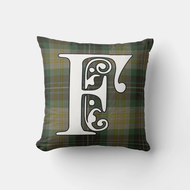 Fitzpatrick Clan Tartan Monogram Throw Pillow (Front)