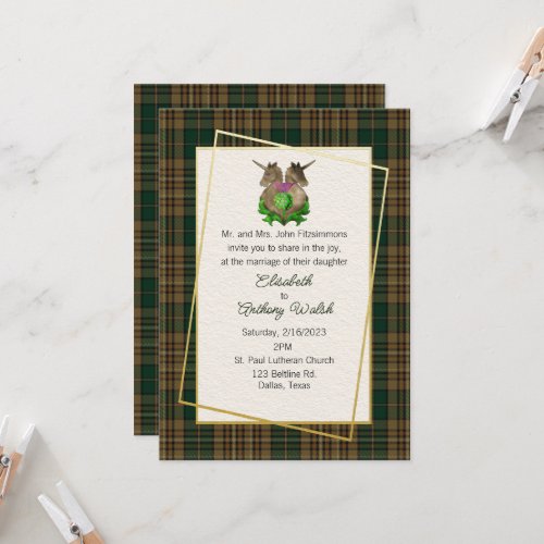 Fitzsimmons Clan Scottish Symbols Wedding  Invitation