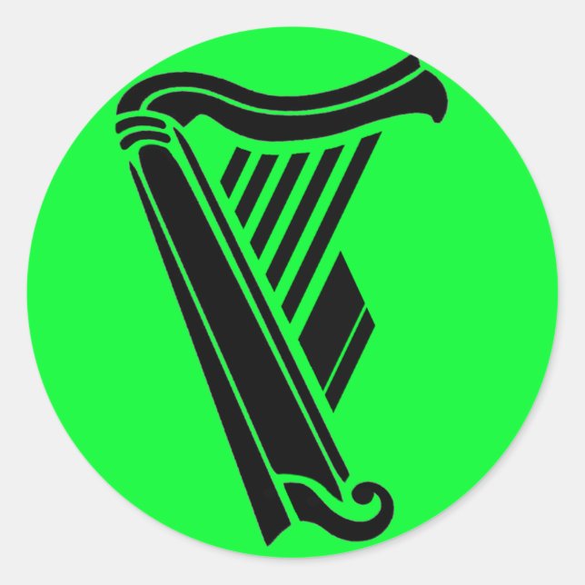 FitzSticker "F Harp" Design Classic Round Sticker (Front)