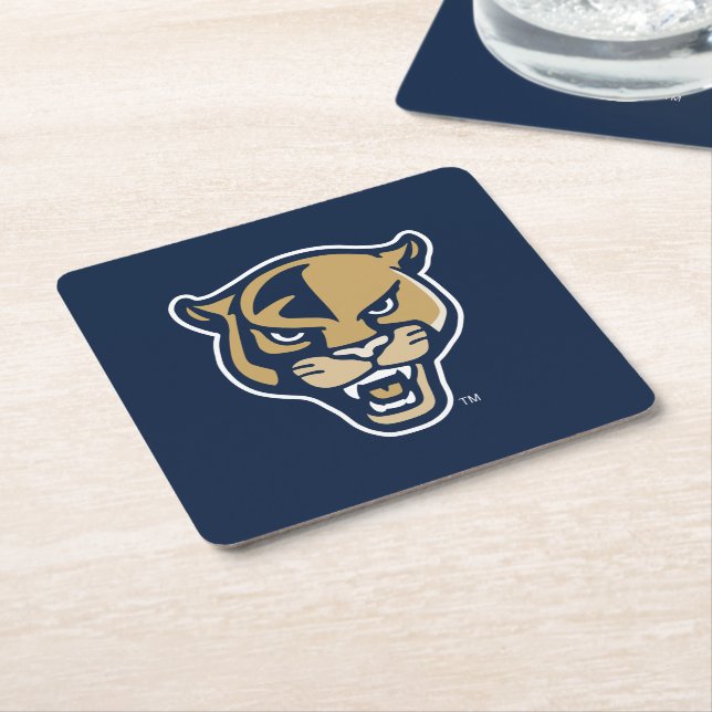 FIU Panther Head Square Paper Coaster (Angled)