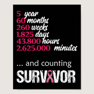 Five 5 Year Survivor Breast Cancer  Awareness Gift Poster